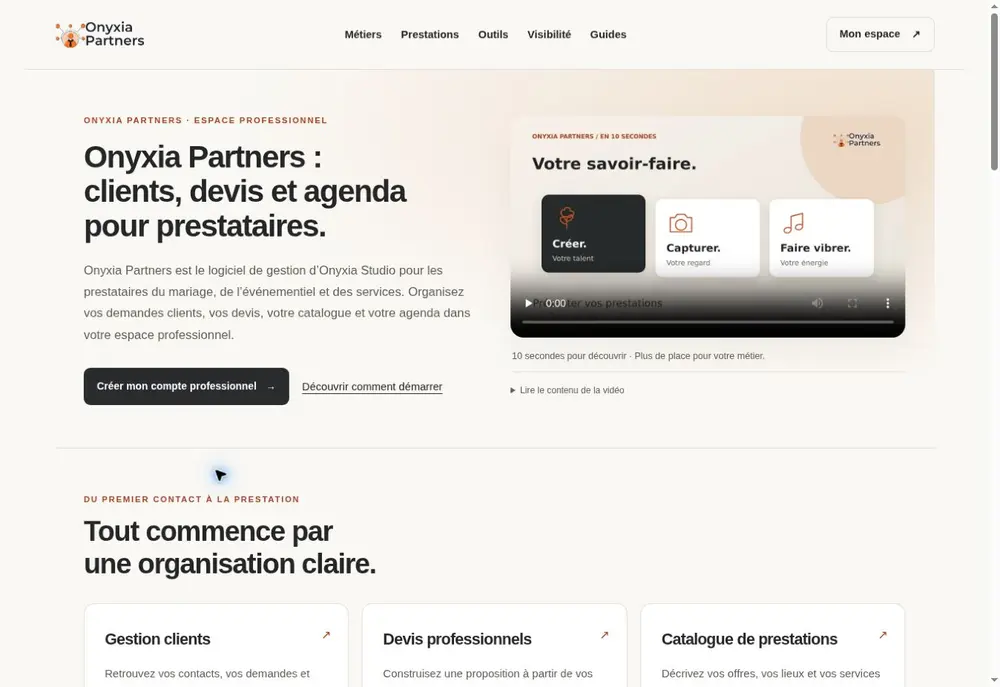Capture réelle du projet Onyxia Partners